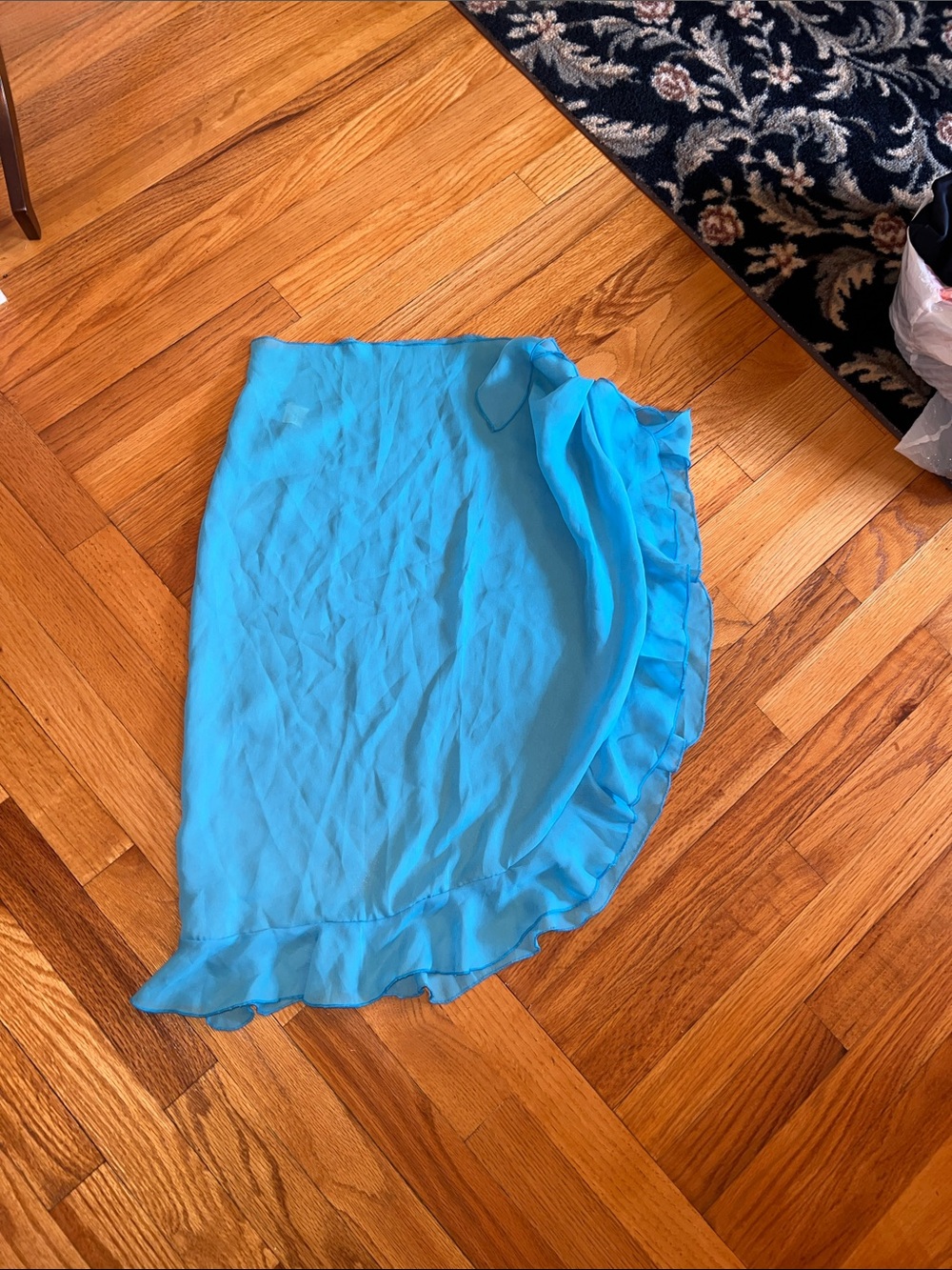 Dotti Blue Sheer Ruffle Swim Sarong 26 inches long